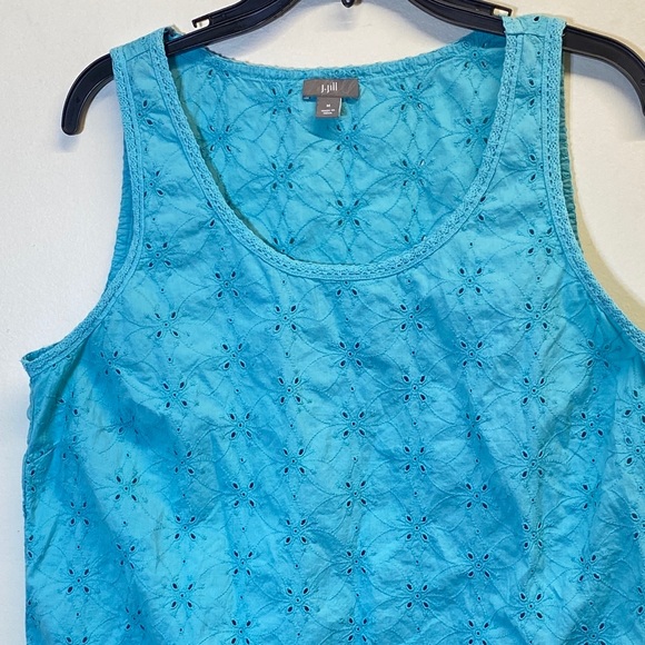 J. Jill 100% Cotton Lightweight  Blue Top Sleeveless Size M - Picture 3 of 8